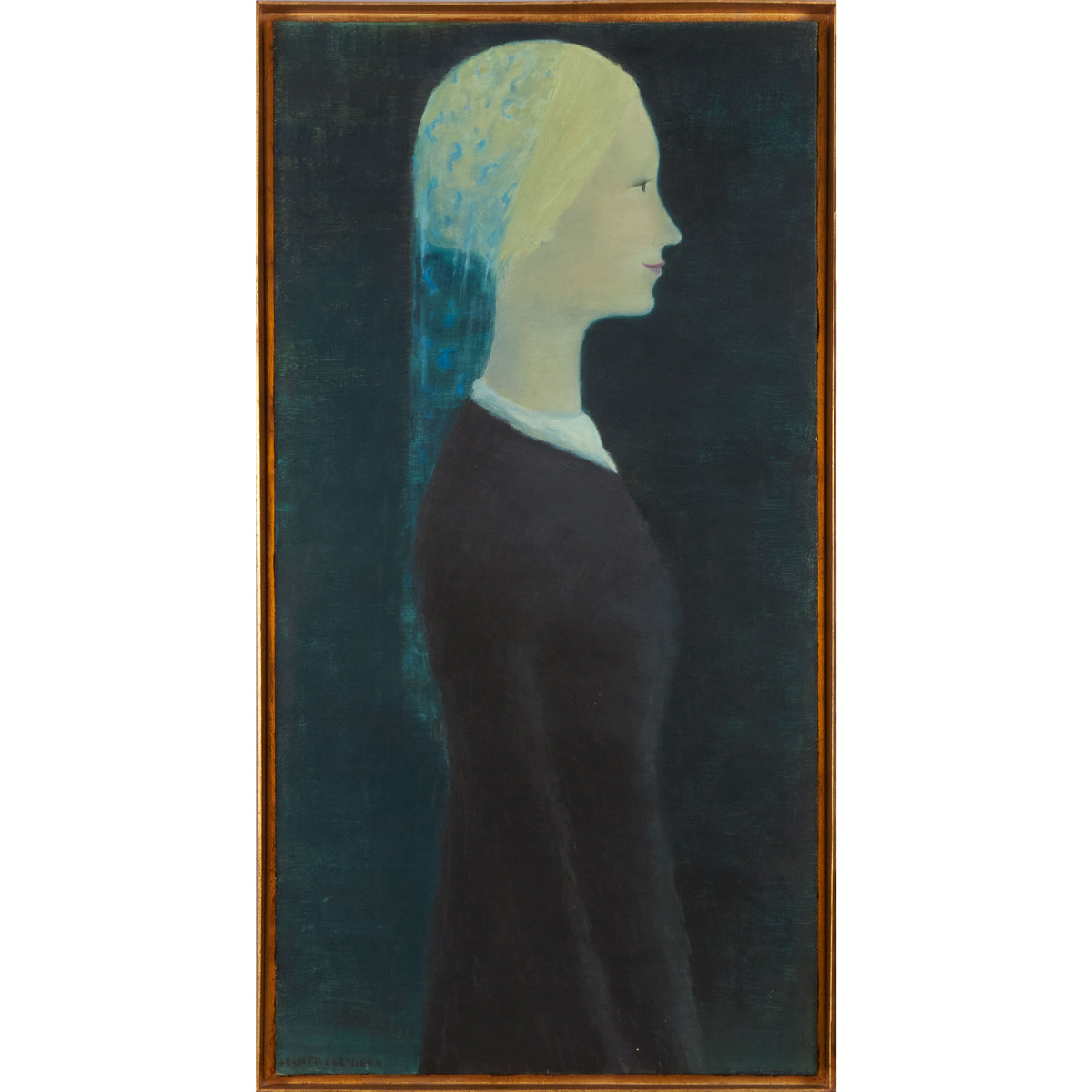 Jean Paul Lemieux (1904-1990), LA JEUNE FILLE AU VOILE BLEU, CA. 1962, 40.5 x 20.75 in — 102.9 x 52. - Bild 2 aus 6