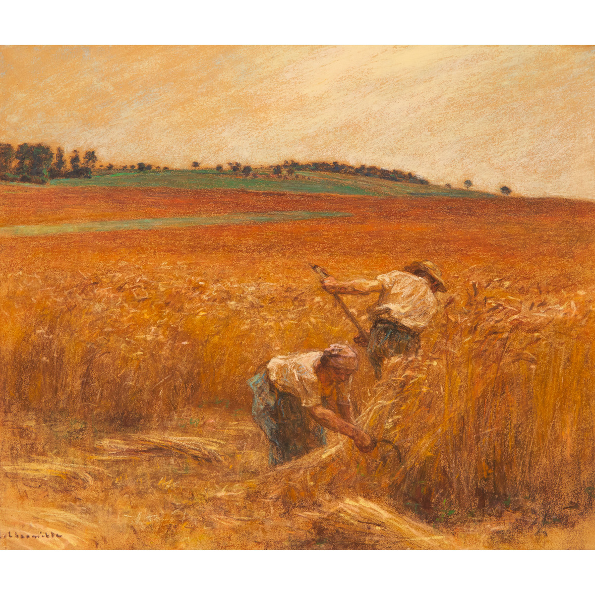 Léon Augustin Lhermitte (1844-1925), HARVEST, signed lower left, 16 x 19 in — 40.6 x 48.3 cm