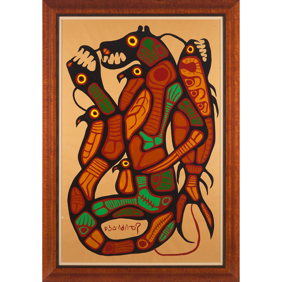 Norval Morrisseau, RCA (1931-2007), NATURE'S BALANCE, 1975, 73 x 48 in — 185.4 x 121.9 cm - Image 2 of 5