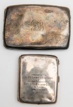 A silver cigarette case, HM B'ham 1925, engraved "Presented to L/C W Cross 2nd Batt. Buffs by