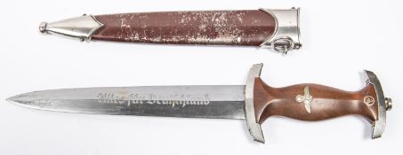 A Third Reich SA dagger, the blade etched with RZM mark and "M7/37", the hilt with plated mounts, in