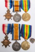 2 WWI groups of Three: 1914-15 star, BWM, Victory (2 Lieut C H Peart Suff R), GVF-NEF. Cyril
