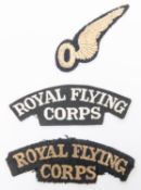 WWI British Royal Flying Corps shoulder titles (2); Observer brevet. (3) £60-80