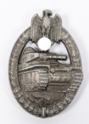 A Third Reich Panzer Assault badge, of heavy grey metal with flat back bearing "HAD" mark of Hermann