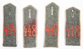 4 Imperial German shoulder boards: 414, 418, 448, 449. £80-100