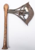 A good Songe ceremonial axe from Kasaye Province (S E Zaire), of Malela type, c 1880, the openwork