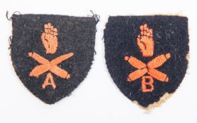2 rare WWI 36th Battalion British Army Machine Gun Corps cloth one A Company, one B Company 36th