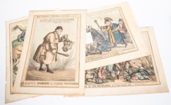 Four early 19th century hand coloured political satirical prints, published by T. McLean, 26