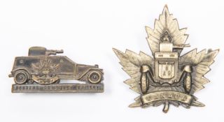 WWI CEF Border's Motor Machine Gun Battery cap badge, VGC: and single right facing collar badge.