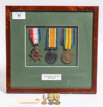 Three: 1914-15 star. BWM, Victory, nicely framed with named title (S-2184 Private J Churchill