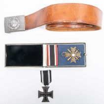 A 1914 Iron Cross 2nd Class, with ribbon; Third Reich War Merit Cross, 2nd class, with maker's