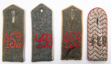 4 Imperial German shoulder boards: 452, 458, 459, 479. £80-100