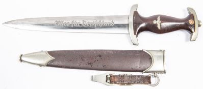 A Third Reich SA dagger, by F Herder A.S., Solingen, with nickel silver mounts, the crossguard