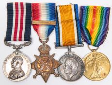 Four: Military Medal, George V first type (147206 2 Cpl A Burchell 1/Spec: Coy R.E.); 1914 star with