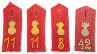 4 Imperial German shoulder boards: artillery 3rd, 11th (2), 42nd. £80-100
