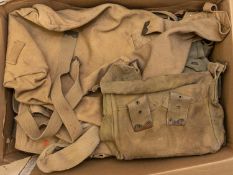 A very large quantity of WWII military webbing equipment, comprising: small packs, water bottles,