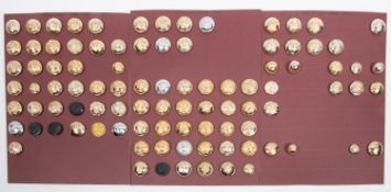 114 pre 1952 mostly anodised aluminium Cavalry, Infantry and Corps buttons, and 51 anodised
