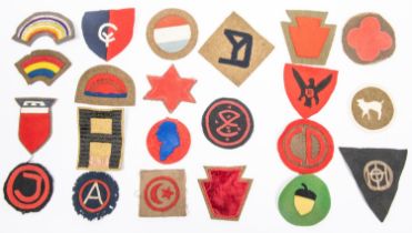US WWI cloth division signs, (21 pieces) £150-200
