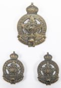 WWI CEF 2nd Overseas Skilled Railway Employees cap badge, and a pair of matching collar badges,