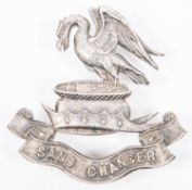 WWI Liverpool Pals silver cap badge, with maker's mark "E&C", London hallmark for 1914, and 2