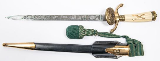 A Third Reich Deutscher Schutzen Verband dagger, the 13" blade having post 1941 Eickhorn mark and