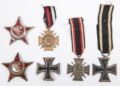 German WWI medals: 1914 Iron Cross 1st Class, with "800" silver mark (minor rust, pin missing); 1914