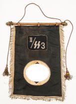 A rare early Third Reich Allgemeine SS single sided banner, with embroidered panel "II/SS3" above
