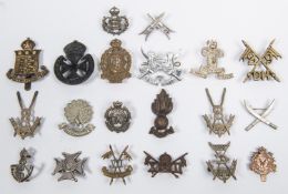 20 various Indian cap and collar badges, including 7th Hariana Lancers, 8th Cavalry (2), 16th