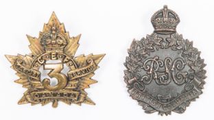 WWI CEF 3rd Special Service Company cap badge; and 4th Special Service Company cap badge with