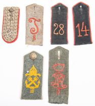 6 Imperial German shoulder boards: 3rd, 7th officer, 8th, 14th, 28th, Navy. £120-150