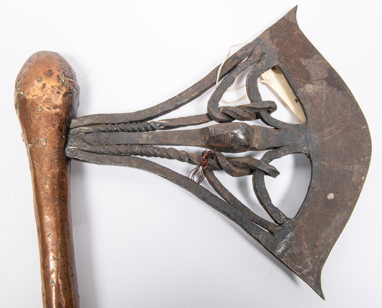 A good Songe ceremonial axe from Kasaye Province (S E Zaire), of Malela type, c 1880, the openwork - Image 2 of 4