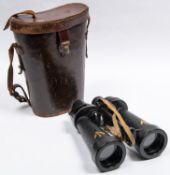 A pair of WWII British military issue binoculars attributed to the Long Range Desert Group, by
