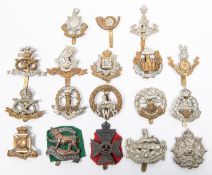 18 different Infantry cap badges, including SWB, KRRC, Loyal Regt, Leicestershire, and North and