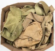 A large quantity of WWII webbing equipment, small packs, large packs, officers haversacks, straps,
