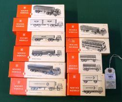 10 Wiking HO scale plastic model vehicles. Including a Henschel ESSO tanker. MAN TEXACO tanker,