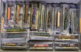 A large collection of Atlas Editions N Gauge static display model Locomotives. Approximately 100