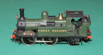 A fine quality brass OO gauge 2-ril electric Great Western 0-4-2 tank locomotive, RN 571. In unlined