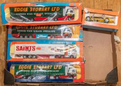 5 Tekno 1:50 scale trucks to include, ERF Eddie Stobart,2x Volvo Eddie Stobart, a Scania Saints, and