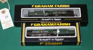 2 Graham Farish by Bachmann N Gauge Locomotives. A BR Merchant Navy Class tender locomotive 'British