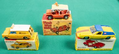 3 Dinky Toys. Tiny's Mini Moke (350). In orange with yellow/white canopy, complete withTiny. AA Mini