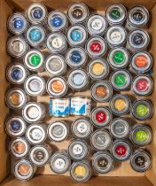 50 assorted Humbrol gloss enamel paint, (some duplication). All brand new and unused. From a