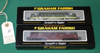 2 Graham Farish by Bachmann N Gauge Locomotives. A BR DELTIC Class 55 diesel locomotive, 'Royal