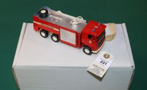 An Alan Smith/Roxley Models Belgian Volvo 6x6 Airport Fire Truck. A white metal model finished in