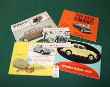 16 various car sales brochures and owners books from the 1950s and 60s. Includes, Triumph Spitfire