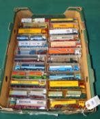 24 HO scale Wiking Trucks, Including petrol tankers, SHELL and ARAL. Artic curtainsiders, box