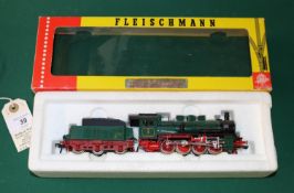 A Fleischmann HO gauge 0-8-0 Tender Locomotive, RN 4537 Hannover (4147). In green and red livery.