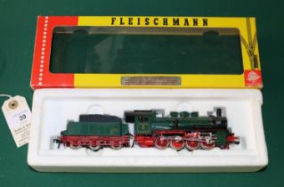 A Fleischmann HO gauge 0-8-0 Tender Locomotive, RN 4537 Hannover (4147). In green and red livery.