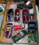 9 Franklin mint cars. 1936 Ford in green, no hood, comes with the tie on label, 1957 Mercedes Benz