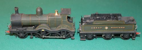 A OO gauge 2 rail electric Great Western brass kit built Barnum Class 2-4-0 tender locomotive. RN