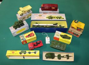 8 Dinky Toys. Bedford TK Coal Lorry (425) complete with sign and coal. Missile Erector Vehicle